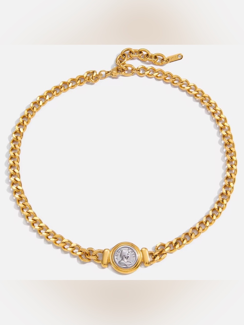 Cuban Style necklace 18K Gold Plated Coin Pendant Chain Necklace - Picture 4 of 6